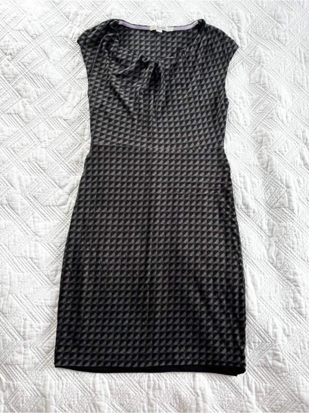 Boden Geometric Cotton Lined Midi Dress Size 6 EUC Black Gray